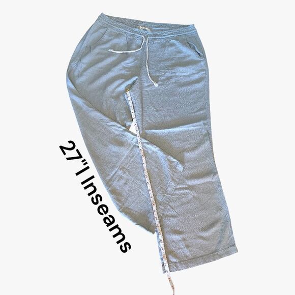 Angel Kiss Light Grey Pull On Wide Leg Linen Blend Palazzo Pants Size XL - Picture 15 of 15